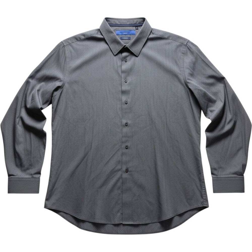 Joseph Abboud Dress Shirt Mens XL Gray Geometric Slim Fit Long Sleeve Woven